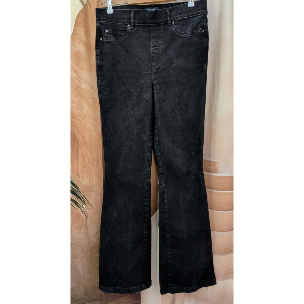 Spanx Flare Black Denim Pull on Jeans In Large Tall